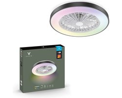 Varin® Plafondventilator met verlichting - Zwart - Tuya Wifi - LED RGBW - Ø 50cm - Super stil - Afstandsbediening smart lamp - Plafondlamp slaapkamer - Plafonniere woonkamer - Plafondlampen - Plafond lamp - Verlichting kinderkamer - Ventilator