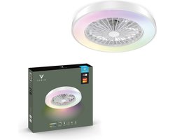 Varin® Ventilator met LED verlichting - Wit - Tuya Wifi - LED RGBW - Ø 48cm - 6 snelheden - Super stil - Met afstandsbediening en gratis app - Ventilatorkachel - Ventilatoren plafond - Verkoeling en verwarming