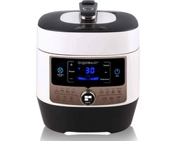 Aigostar 5,5 Liter Multicooker met receptenboek - Rijstkoker met lepel en maatbeker - 14 Kookfuncties - Slowcooker - snelkookpan - pressure cooker - Wit/Zwart | Panda 30HGZ