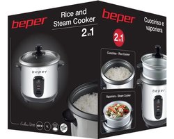 Beper 90.550 - Rijstkoker en Groentestomer - Stomen en koken - Aluminium - Rijstkoker - Groentestomer - Elektrische rijstkoker - Stoomkoker - Multi cooker