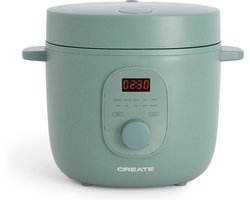 CREATE - Elektrische rijstkoker 2 L met stoommandje - uitneembare binnenkant - houdt warm - Sage - 400W - RICE COOKER STUDIO