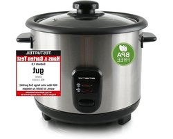 Eco rijstkoker - automatische rijstkoker BPA vrij met 1.5L volume - warmhoudfunctie - auto off - antiaanbaklaag - glazen deksel - incl. rijstlepel en maatbeker - slowcooker 500 watt - RVS