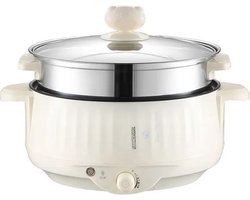 Go-shipping - Rijstkoker - Multicooker 1.7 Liter - Crockpot - Non Stick Steam Cooker - Rijstkoker Met Stomer - 220V - Wit/Zilver