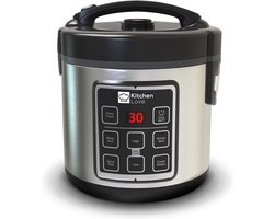 KitchenLove Rijstkoker met Stomer - 1.8L - Multicooker - Rice Cooker - Slowcooker - 3 tot 8 Personen - Zwart RVS