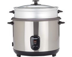 Luxe Elektrische Rijstkoker – Slimme Mechanische Slowcooker – Steam Basket – Warmhoudfunctie – 3 Lagen – 2,8L XL Design – 1000W - RVS