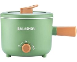 Pan - Rijstkoker - Elektrisch - Stoofpot - Multifunctioneel - Anti-kleeflaag - 1,8L - Keramisch - 1000W - Anti-Aanbaklaag - Kookgerei - Multicooker - Groen