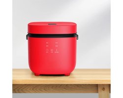 RapidGoods - Rijstkoker Klein - Rice Cooker - Stomen - 1.2L Capaciteit - 200W Vermogen - Antiaanbaklaag - 18x18x20cm - Rood