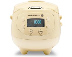 REISHUNGER Digitale Mini Rijstkoker in lichtgeel - Multicooker met 8 programma's, stoominzet, premium binnenpan, timer en warmhoudfunctie - Rijst voor maximaal 3 personen