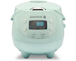 Reishunger Digitale Mini Rijstkoker in Mint - Multicooker met 8 programma's, stoominzet, premium binnenpan, timer en warmhoudfunctie - Rijst voor maximaal 3 personen