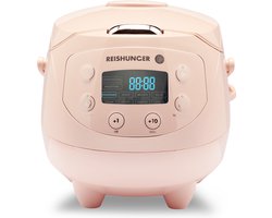 Reishunger Digitale Mini Rijstkoker in Roze - Multicooker met 8 programma's, stoominzet, premium binnenpan, timer en warmhoudfunctie - Rijst voor maximaal 3 personen