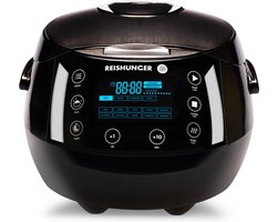 Reishunger Digitale Rijstkoker in Zwart - Multicooker met 12 programma's, stoominzet, premium binnenpan, timer en warmhoudfunctie - Rijst voor maximaal 8 personen