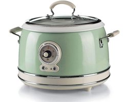 Rijstkoker - 3,5L - 700W - VIntage - Chrome - Beige/Groen