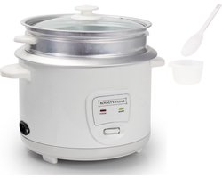 Royalty Line® RC22 Rijstkoker Met Stomer - 2.2 Liter Rice Cooker - Stoommand - PFAS Vrij - Onderdelen Vaatwasserbestendig - Warmhoudfunctie - Wit