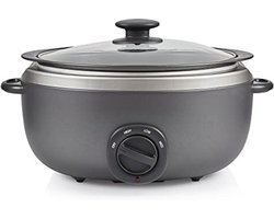 Slowcooker met Timer - Slowcooker Elektrisch - Slowcooker 6 5 Liter - Slowcooker met Timer 4 Personen - Grijs