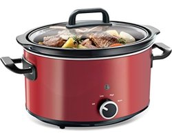 Slowcooker met Timer - Slowcooker Elektrisch - Slowcooker 6 5 Liter - Slowcooker met Timer 4 Personen - Rood