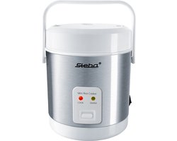 Steba RK4M - Mini Rijstkoker - 0,9 liter inhoud - tot 3 kopjes - handgreep - warmhoudfunctie - BPA vrij - Wit/RVS