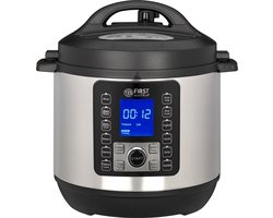 TZS First Austria Multicooker - 6L - 1000W - Snelkookpan - Rijstkoker - 12 Kookfuncties - RVS - Timer - Zilver