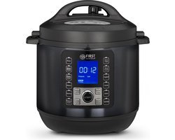 TZS First Austria Multicooker - 6L - 1000W - Snelkookpan - Rijstkoker - 12 Kookfuncties - RVS - Timer - Zwart