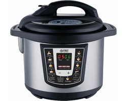 TZS First Austria Multicooker - 6L - 1000W - Snelkookpan - Rijstkoker - 9 Kookfuncties - RVS - Timer - Zilver