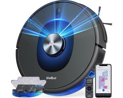 Bagotte Shellbot SL60 Robotstofzuiger met Dweilfunctie, 2-in-1 Self-charging Shellbot SL60 Robot Vacuum Cleaner, Laser Lidar Navigatie met Camera, 4000Pa Sterke Zuigkracht, 200 Mins+ Runtime, App No-go Zone, Compatibel met App,Alexa, Google Assistant