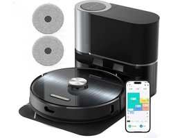 Empire's Product Robotsofzuiger - Lasernavigatie - Gratis dweilpakket- oplaadstation- Smart Home - 2.5L stofzak - Dweilfunctie - 250Min - Google Home - Leegt automatisch - App Bediening - Zwart - Vacuum zuiger - Robot Vacuum - Schoonmaak - Robot