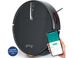 Gologi robotstofzuiger met dweilfunctie - Automatisch - Met Laadstation - Draadloze Robot Stofzuiger - 45DB - Zwart