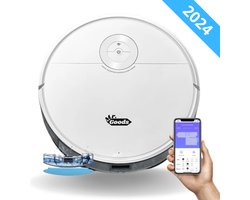 MrGoods - 4 in 1 Robotstofzuiger Met Dweilfunctie - Met Laadstation - Valdetectie - Koppeling met App - Ultra Stil - HEPA Filter - Zwart