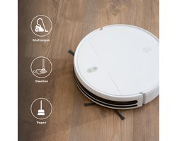 Sinji Smart Robotstofzuiger met Laadstation – Draadloos dweilrobot - Geschikt voor huisdierharen - App Besturing & Planning, Wit