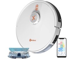 Tncy® Neatsvor X600pro, Robot Stofzuiger, 6000Pa Nat en Droog, Smart Home, Mop Sweep Stof, App, Wifi, Laser Navigatie, Wit