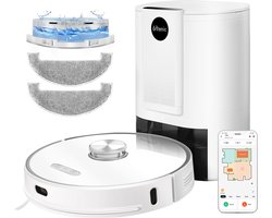 Ultenic T10 robotstofzuiger met dweil, zelflozende basis, 3000Pa, lasernavigatie, Wi-Fi-connected, app-bediening, Multi-floor Mapping, zelfopladende robotstofzuiger voor harde vloeren met huisdierhaar Tapijt