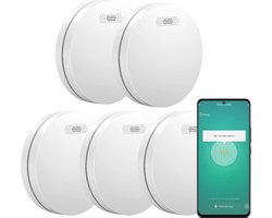 Aroha Smart Connect Rookmelder - 10 jaar batterij - Slimme rookmelder WiFi - Smart brandmelder met app Tuya Smart & SmartLife - Multipack 5 set