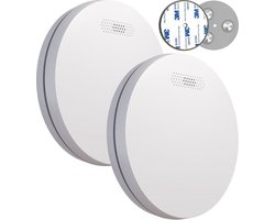 Easeware ES-1 Ultra Dunne Rookmelder met 10 jaar batterij - 2 pack - Inclusief Schroefloze Montage - Brandmelder - Rookdetector - Voldoet aan Norm - Werkt stand-alone