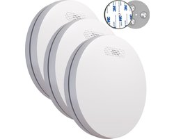 Easeware ES-1 Ultra Dunne Rookmelder met 10 jaar batterij - 3 pack - Inclusief Schroefloze Montage - Brandmelder - Rookdetector - Voldoet aan Norm - Werkt stand-alone