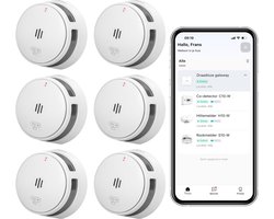 SAVS S10-W Draadloos koppelbare rookmelder - 6 Rookmelders - LinkSmart® - 10 jaar batterij - Optioneel WiFi - Infrarood sensor - Koppelbaar brandalarm