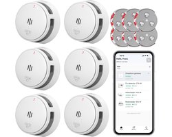 SAVS S10-W Draadloos koppelbare rookmelder - 6 rookmelders met magneet montage - LinkSmart® - 10 jaar batterij - Optioneel WiFi - Infrarood sensor - Koppelbaar brandalarm zonder boren