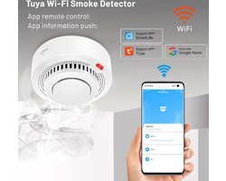 Slimme Rookmelder WiFi - Smart rookmelder koppelbaar met app Tuya, Smartlife & Google Home - Brandmelder smart Tuya