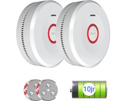 USAFE® Rookmelder set van 2 - Rookmelders met 10 jaar batterij - Brandmelder met Magneetmontage, 85dB en LED Alarm