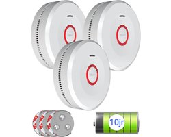 USAFE® Rookmelder set van 3 - Rookmelders met 10 jaar batterij - Brandmelder met Magneetmontage, 85dB en LED Alarm