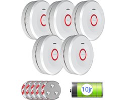 USAFE® Rookmelder set van 5 - Rookmelders met 10 jaar batterij - Brandmelder met Magneetmontage, 85dB en LED Alarm