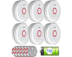 USAFE® Rookmelder set van 6 - Rookmelders met 10 jaar batterij - Brandmelder met Magneetmontage, 85dB en LED Alarm