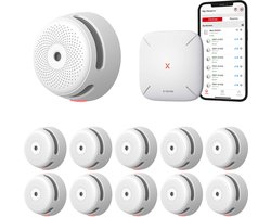 X-Sense Link+ Pro Slimme Rookmelder bundel - 10 XS01-M Rookmelders en SBS50 Base Station - Werkt via app - WiFi gateway - Draadloos RF koppelbaar - Brandalarm - Smart home