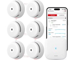 X-Sense Link+ Pro Slimme Rookmelder bundel - 6 XS01-M Rookmelders en SBS50 Base Station - Werkt via app - WiFi gateway - Draadloos RF koppelbaar - Brandalarm - Smart home