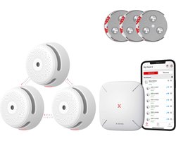 X-Sense Link+ Pro Slimme Rookmelder bundel zonder boren - 3 XS01-M Rookmelders en SBS50 Base Station - Met magneet montage - Werkt via app - WiFi gateway - Draadloos RF koppelbaar - Brandalarm - Smart home