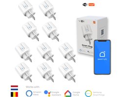 10 stuks - Slimme Stekker - WiFi - Smart Plug - Google Home & Amazon Alexa - Tijdschakelaar & Energiemeter via Smartphone App - Smart Home