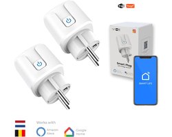 2 stuks - Slimme Stekker - WiFi - Smart Plug - Google & Amazon Alexa - Tijdschakelaar & Energiemeter via Smartphone App - Smart Home