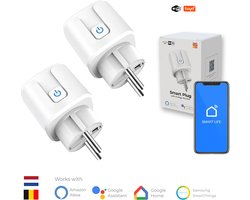 2 stuks - Slimme Stekker - WiFi - Smart Plug - Google Home & Amazon Alexa - Tijdschakelaar & Energiemeter via Smartphone App - Smart Home