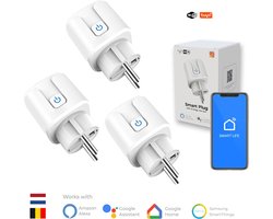 3 stuks - Slimme Stekker - WiFi - Smart Plug - Google Home & Amazon Alexa - Tijdschakelaar & Energiemeter via Smartphone App - Smart Home