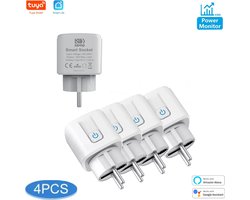 4 stuks - Navid Slimme stekker met energie Monitoring - Smart Plug - Energiemeter & Tijdschakelaar - Tuya- Smart life - Automatiseren - Smart Home