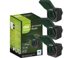 Calex Slimme Buiten Stekker - Set van 3 stuks - Smart Outdoor Plug EU - Inclusief Hub - Zwart