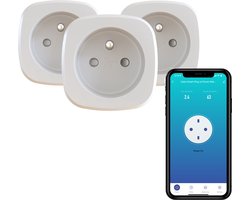 Calex Slimme Stekker - Set van 3 stuks - Energiemeter - Smart Plug (Franse/ BE aansluiting- penaarde ) - met App Bediening - Werkt met Alexa en Google Home